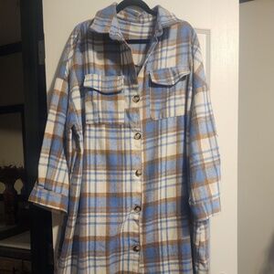 Plaid Pattern Long Length Jacket NWOT PTP 27 4XL